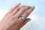 Size 9 Rose Quartz Floral Band Ring