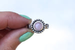 Size 9 Rose Quartz Floral Band Ring