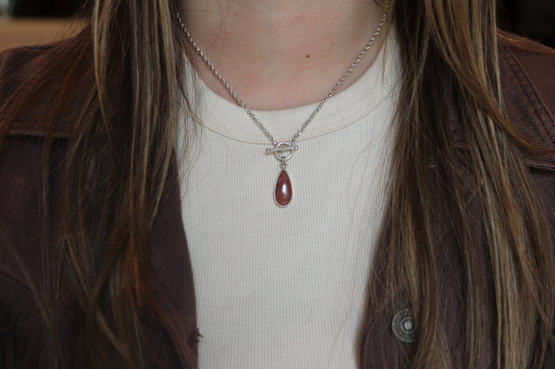 Rhodochrosite Toggle Clasp Necklace