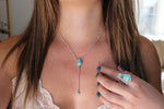 White Water Turquoise Lariat Necklace (16 inch chain)