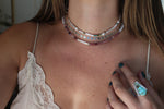 Pink Tourmaline x Pearls Beaded Necklace (16 inches + 2 inch chain extender)