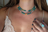 Pearl x Fox Turquoise x Peridot Beaded Necklace (16 inches)