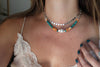Pearl x Fox Turquoise x Spiny Oyster Beaded Necklace (16 inches)