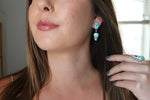 White Water Turquoise Dangly Stud Earrings