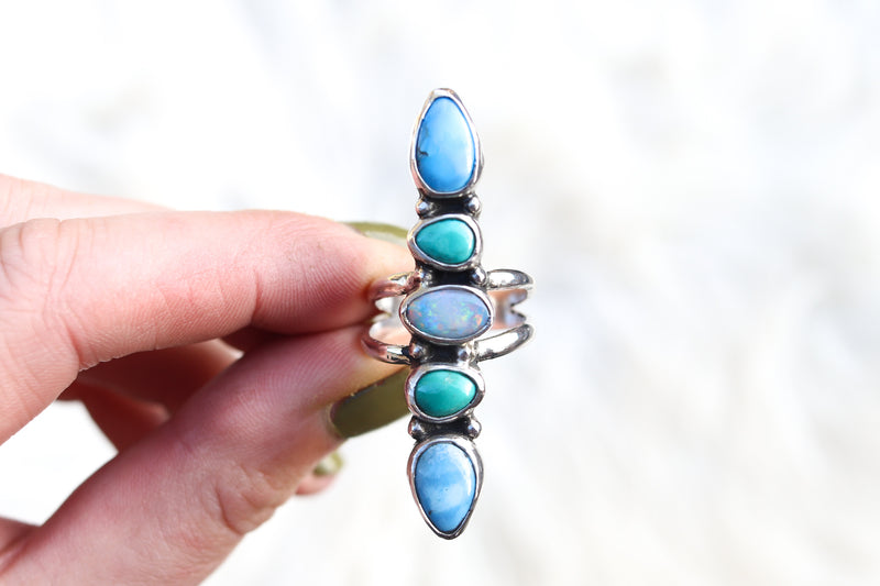 Size 7.5 Stacked Turquoise x Opal Ring