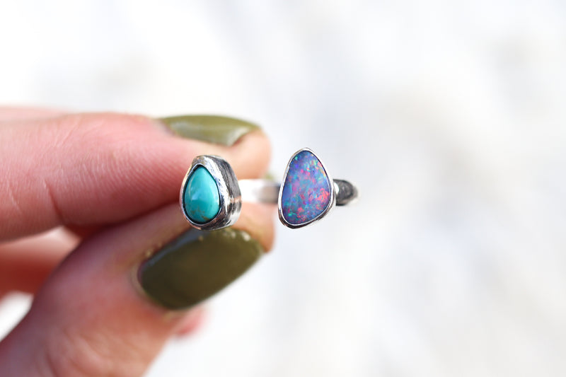 Size 6-7 Turquoise x Opal Ring (Adjustable)