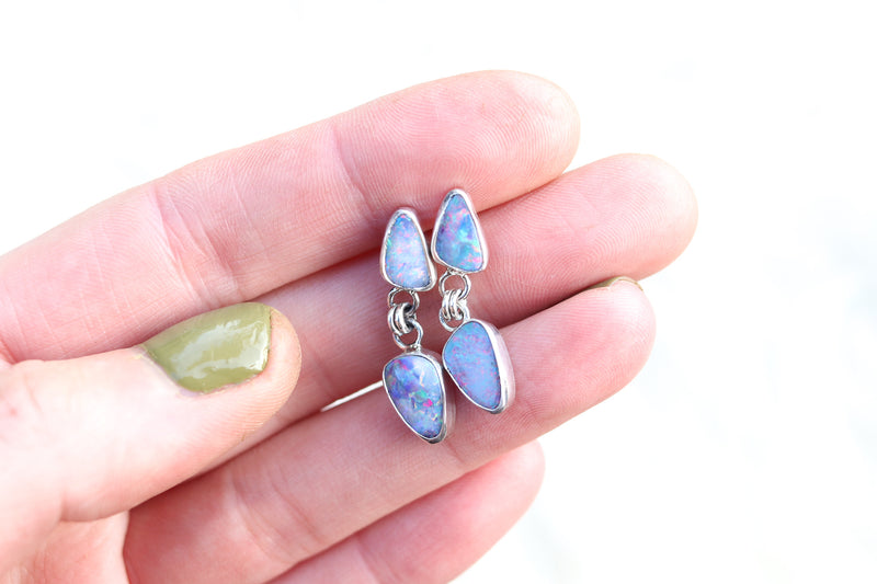 Australian Opal Dangly Stud Earrings