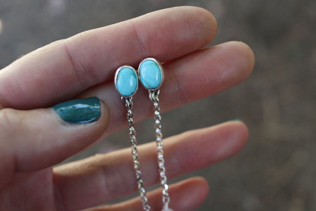 Sierra Bella Turquoise x Pearls Lariat Earrings