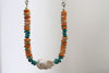 Pearl x Fox Turquoise x Spiny Oyster Beaded Necklace (16 inches) 2