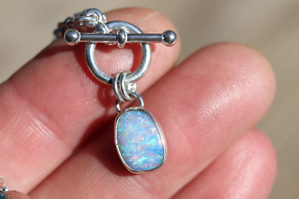 Opal Toggle Clasp Necklace (16 inches)