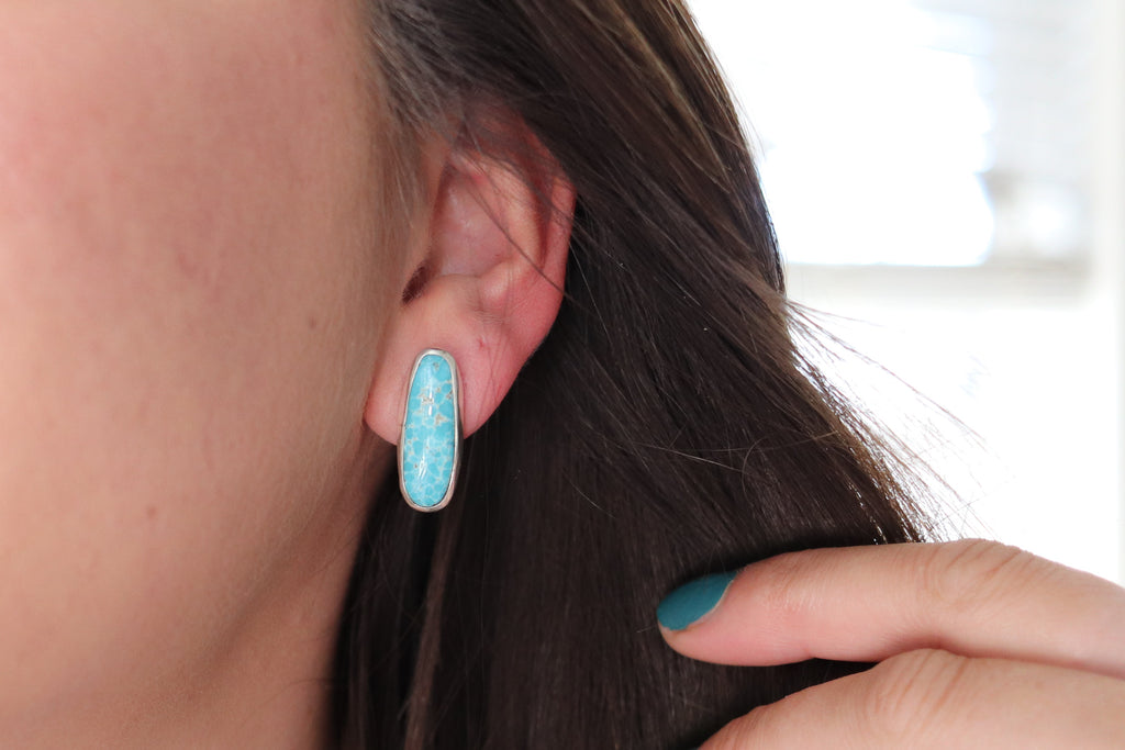 White Water Turquoise Stud Earrings