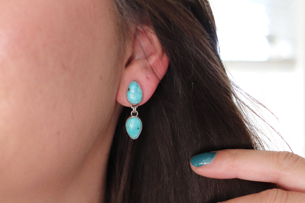 Sonoran Gem Turquoise Dangly Stud Earrings 1