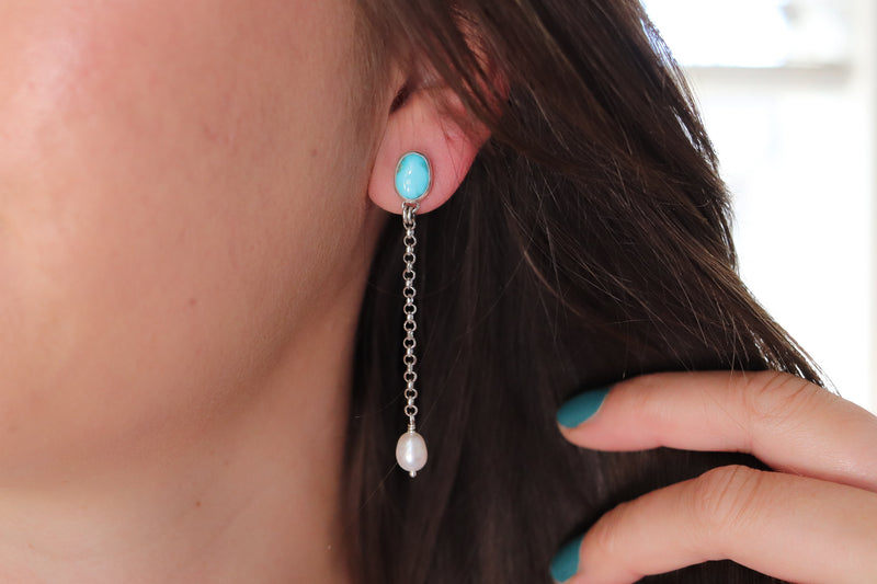 Sierra Bella Turquoise x Pearls Lariat Earrings