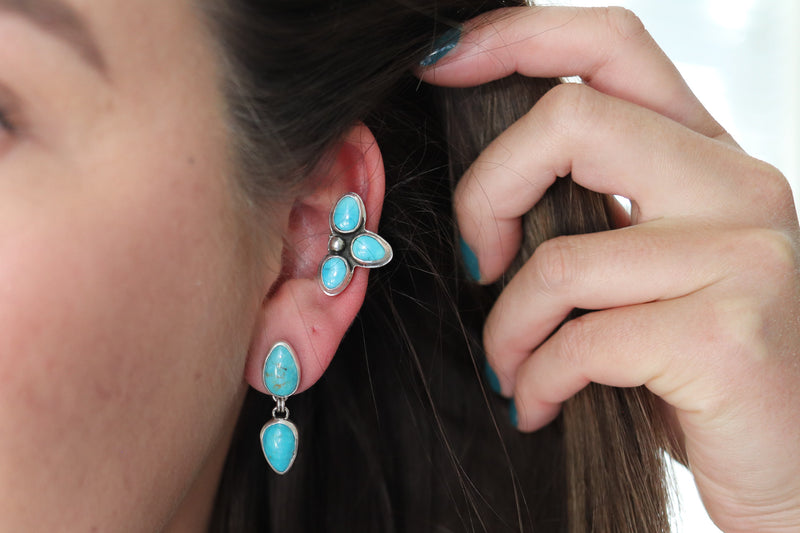 Sonoran Gem Turquoise Dangly Stud Earrings 2