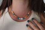 Pearl x Fox Turquoise x Spiny Oyster Beaded Necklace (16 inches) 2