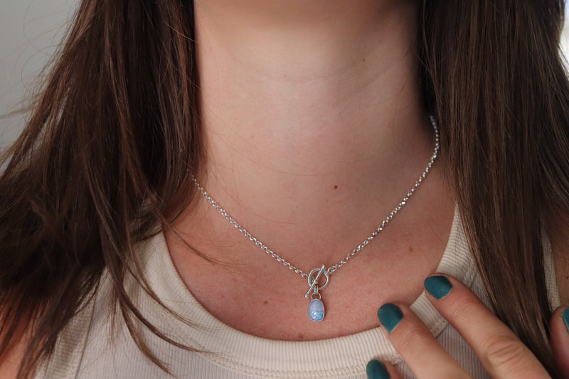 Opal Toggle Clasp Necklace (16 inches)