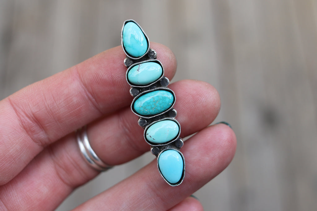 Lone Mountain Turquoise Stacked Ring - Finish In Your Size