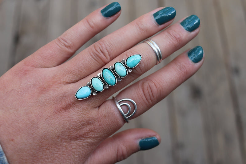 Lone Mountain Turquoise Stacked Ring - Finish In Your Size