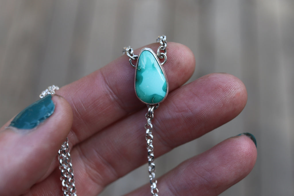 Emerald Valley Turquoise Lariat Necklace 2 (16 inch chain)