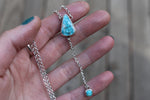 White Water Turquoise Lariat Necklace (16 inch chain)
