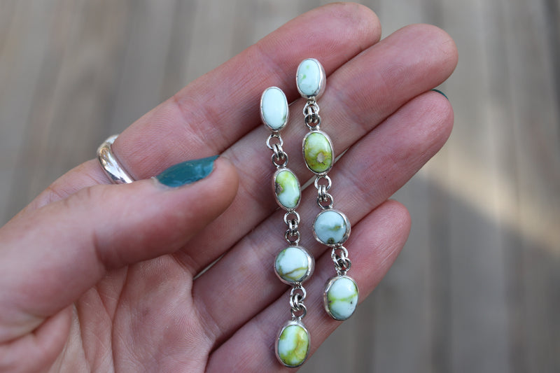 Palomino Variscite Dangly Stud Earrings