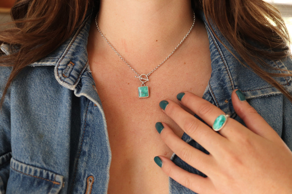 Emerald Valley Turquoise Toggle Clasp Necklace 1 (16 inch chain)