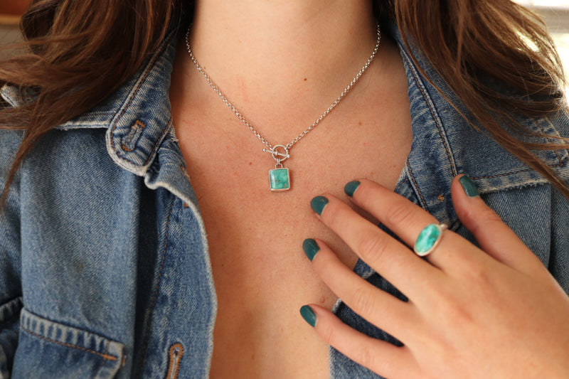 Emerald Valley Turquoise Toggle Clasp Necklace 1 (16 inch chain)