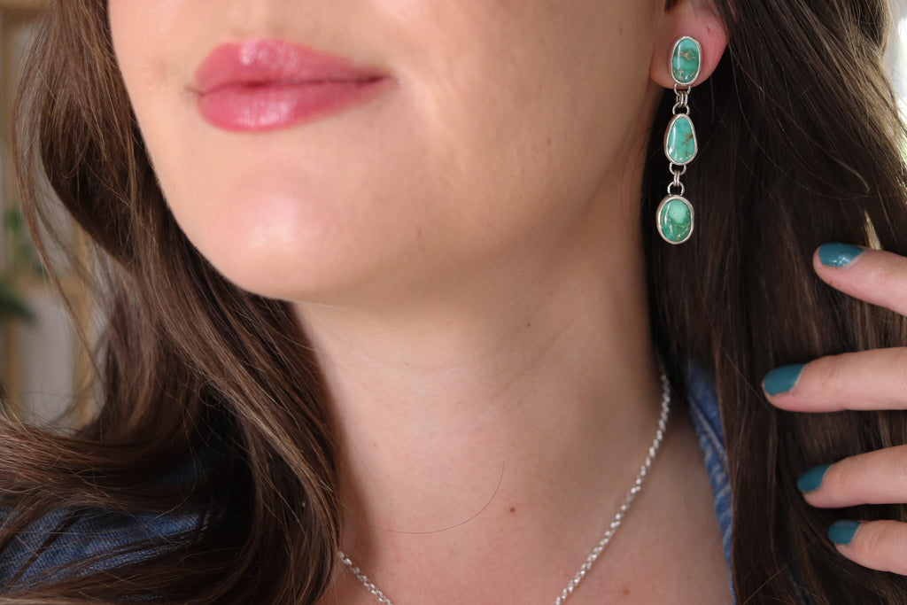 Emerald Valley Turquoise Dangly Stud Earrings