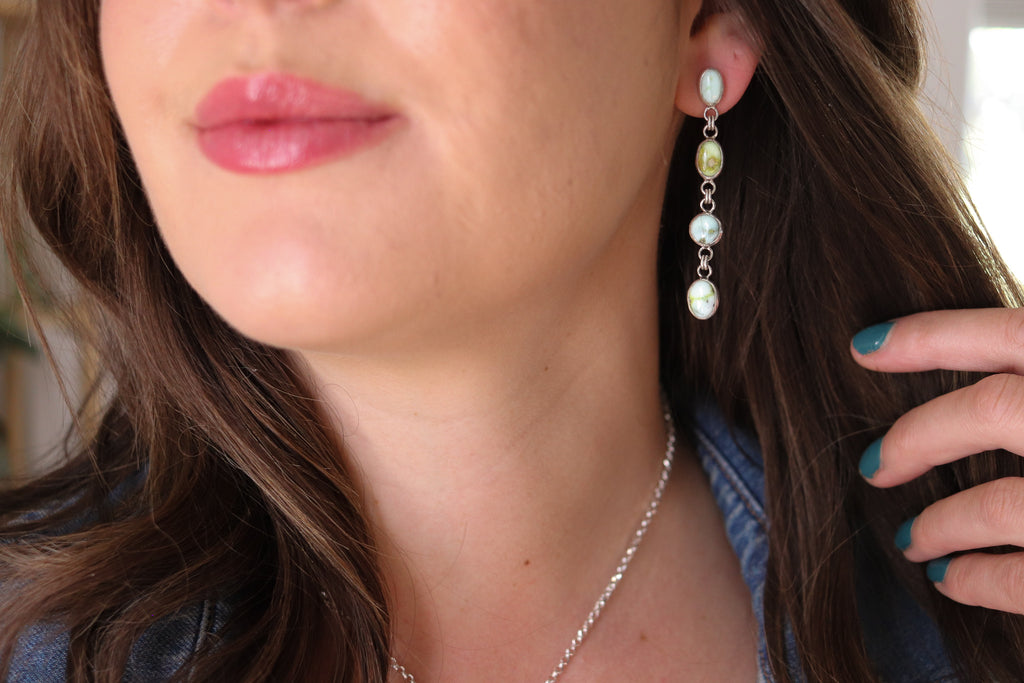 Palomino Variscite Dangly Stud Earrings