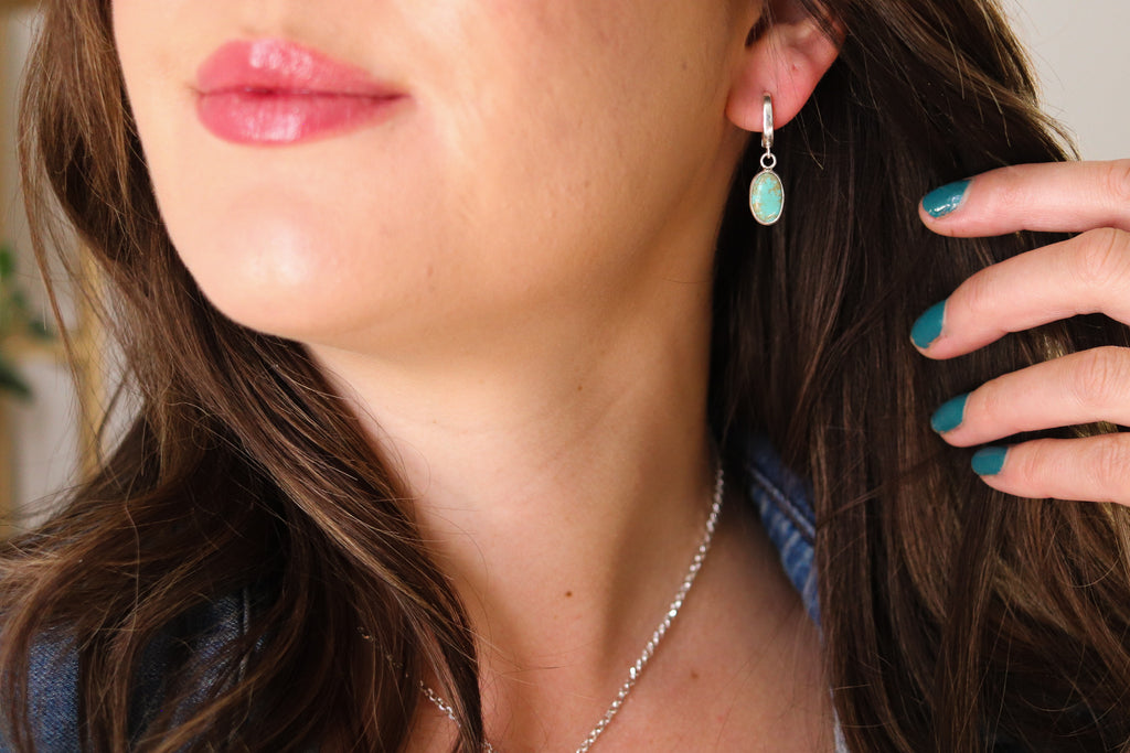 Sonoran Gem Turquoise Huggie Hoops 1