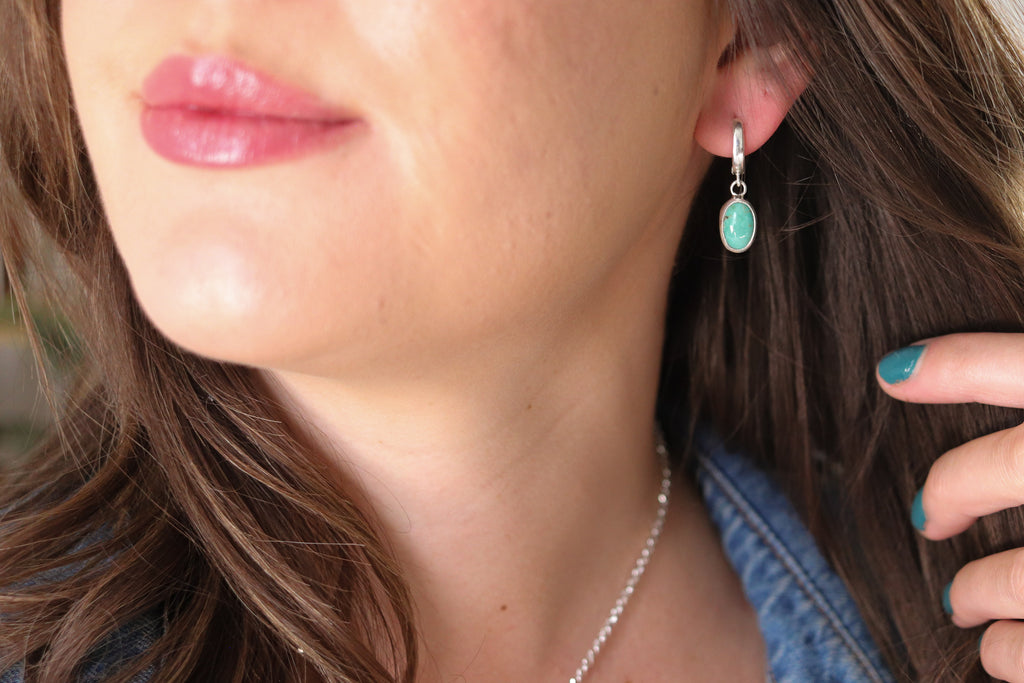 Sonoran Gem Turquoise Huggie Hoops 2