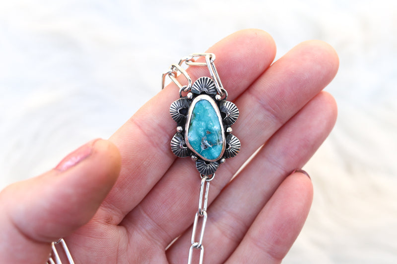 Double Sonoran Gold Turquoise Lariat Necklace