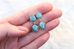 White Water Turquoise Dangly Stud Earrings
