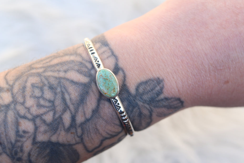 Pilot Mountain Turquoise Stamped Cuff (5 inches)