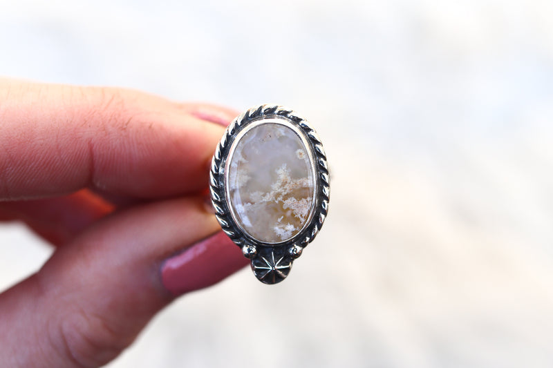 Size 5 Graveyard Point Plume Agate Ring