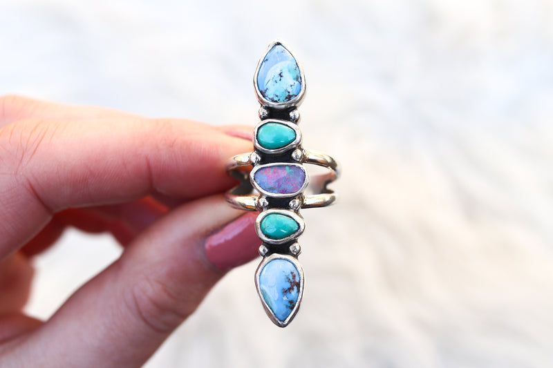 Size 9 Stacked Turquoise x Opal Ring