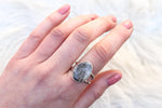 Size 11 Black Tourmaline in Quartz Ring