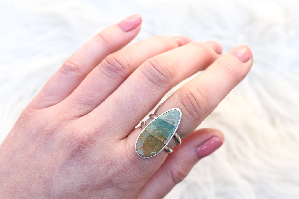 Size 8 Gary Green Jasper Ring