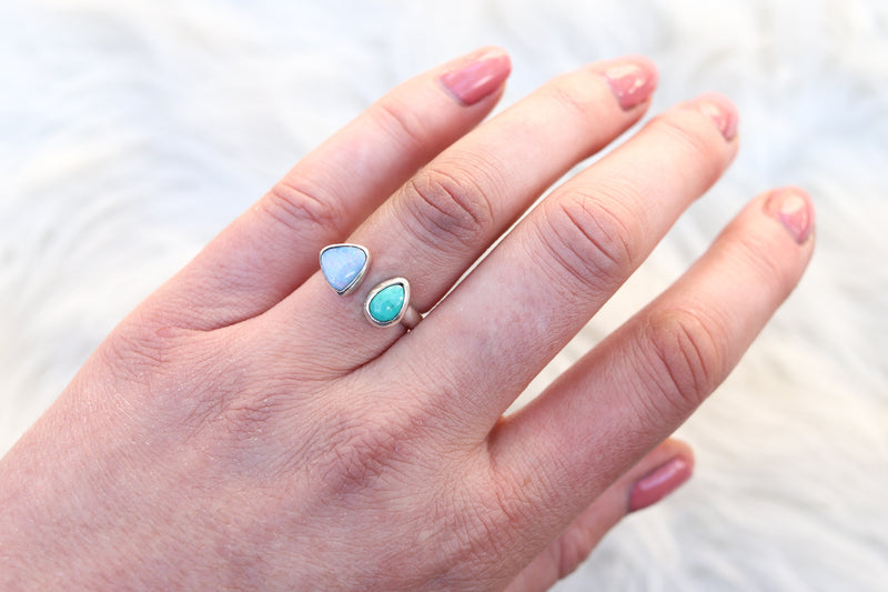 Size 6-7 Australian Opal x Royston Turquoise Ring (Adjustable)