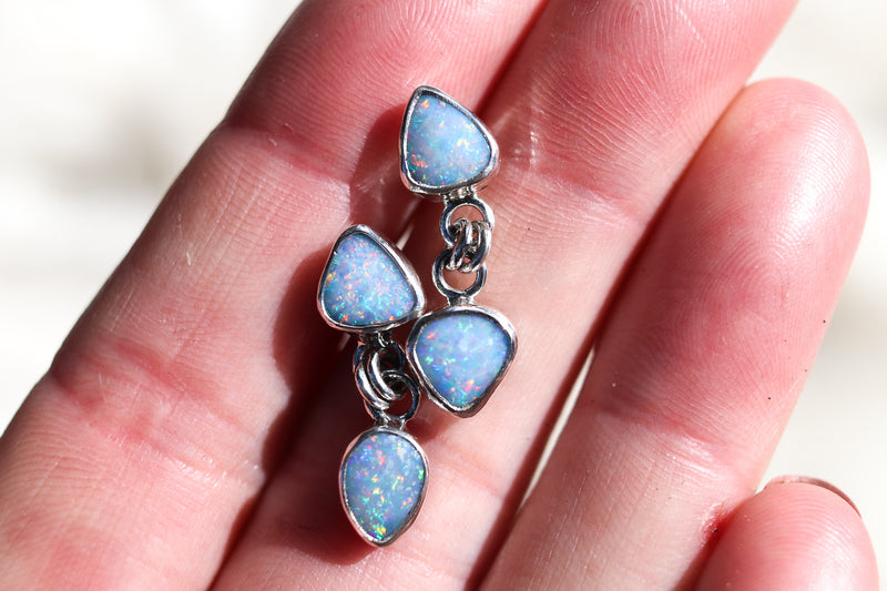 Australian Opal Dangly Stud Earrings