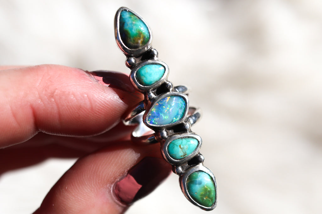 Size 5 Stacked Turquoise x Opal Ring