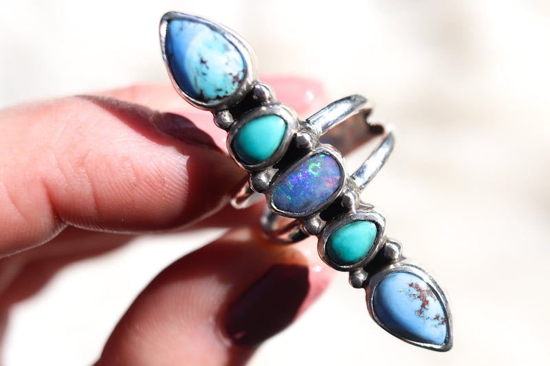 Size 9 Stacked Turquoise x Opal Ring