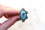 Size 7 White Water Turquoise Bloom Ring