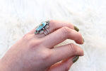 Size 7 White Water Turquoise Bloom Ring