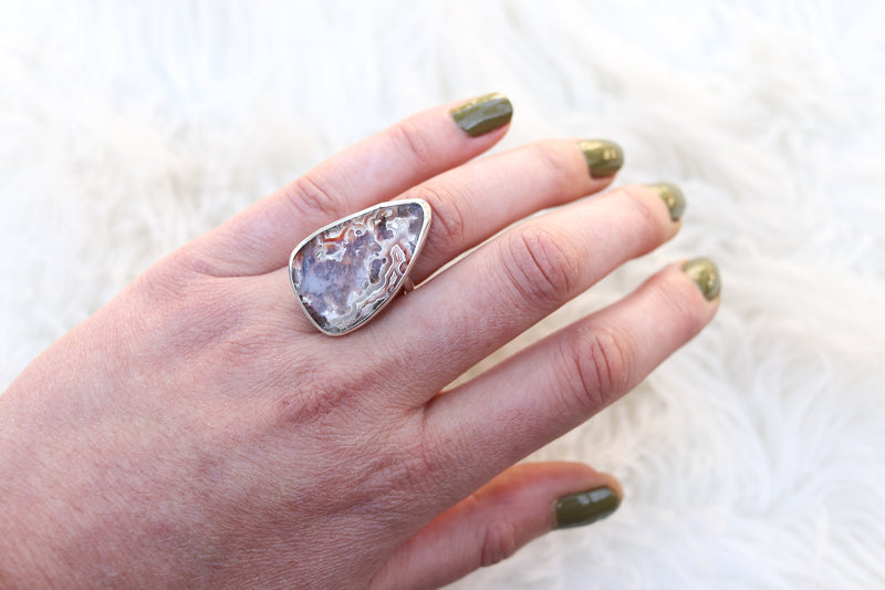 Size 7 Crazy Lace Agate Ring