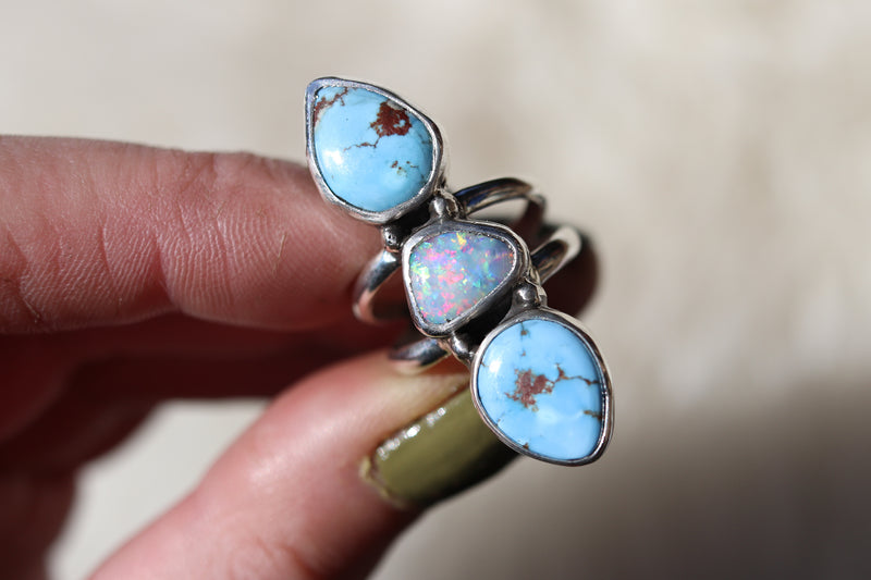 Size 7 Stacked Turquoise x Opal Ring
