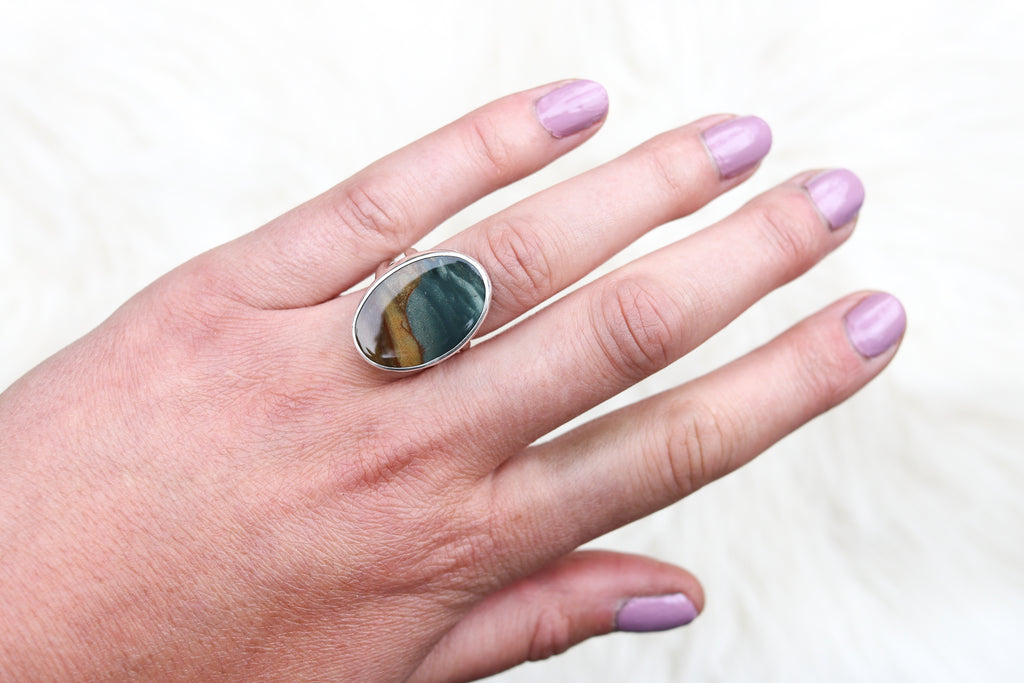 Size 7 Blue Mountain Jasper Ring