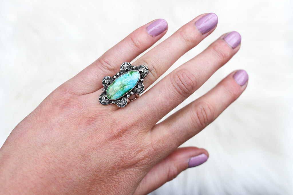 Size 6 Sonoran Mountain Turquoise Bloom Ring