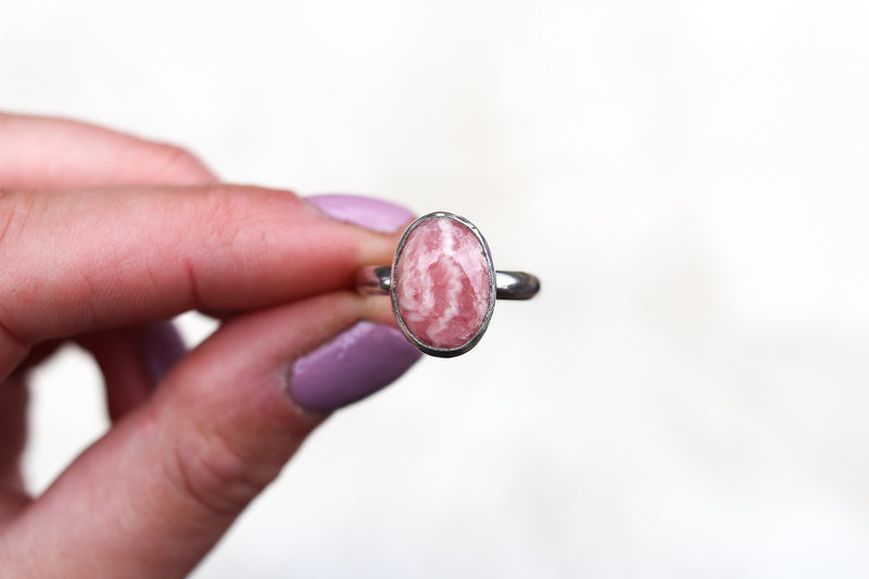 Size 8 Rhodochrosite Ring