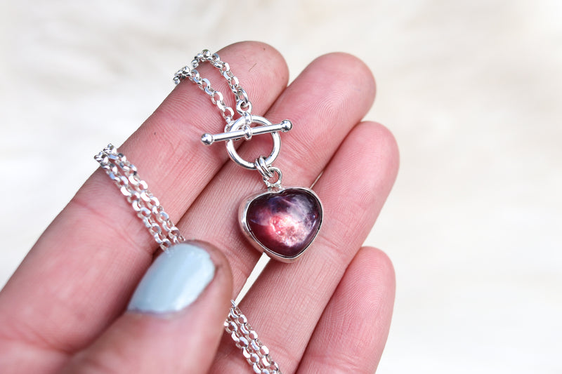 Lepidolite Heart Toggle Clasp Necklace